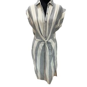 En crème tie midi dress M